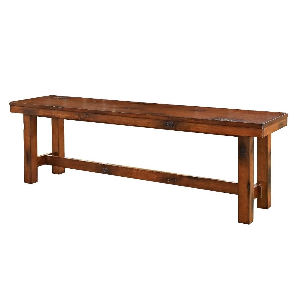 60" Rustic Wood Dining Bench - Dark Oak