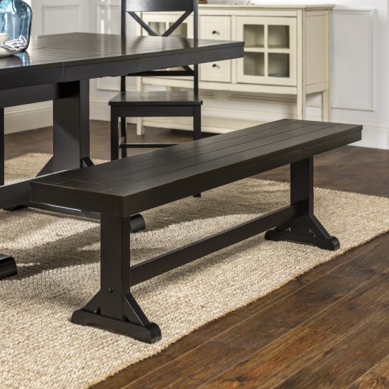 60" Wood Dining Bench - Antique Black