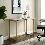 42” Modern Faux Marble Computer Desk - Faux White Marble/Gold