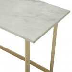 42” Modern Faux Marble Computer Desk - Faux White Marble/Gold