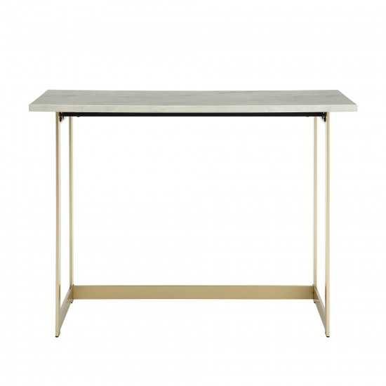 42” Modern Faux Marble Computer Desk - Faux White Marble/Gold