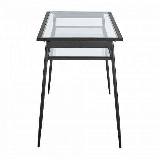 Rayna 48" Two Tier Glass and Metal Desk - Black