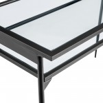Rayna 48" Two Tier Glass and Metal Desk - Black