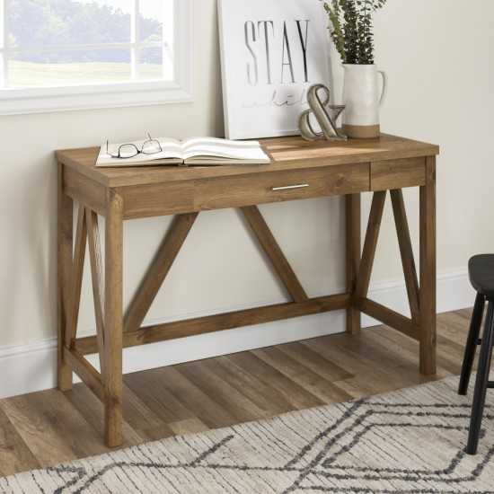 46" A Frame Modern Farmhouse Wood Computer Desk with Drawer - Barnwood