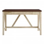 46" A Frame Modern Farmhouse Wood Computer Desk with Drawer - White Oak/Brown
