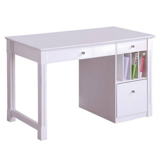 Clara 48" Modern Wood Computer Desk - White