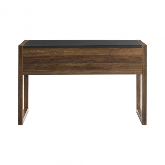Ashton 46" Fluted Drawer Writing Desk - Dark Walnut/Solid Black