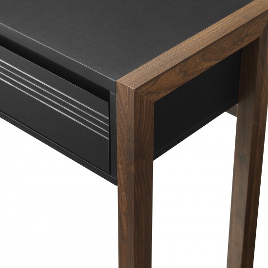 Ashton 46" Fluted Drawer Writing Desk - Dark Walnut/Solid Black