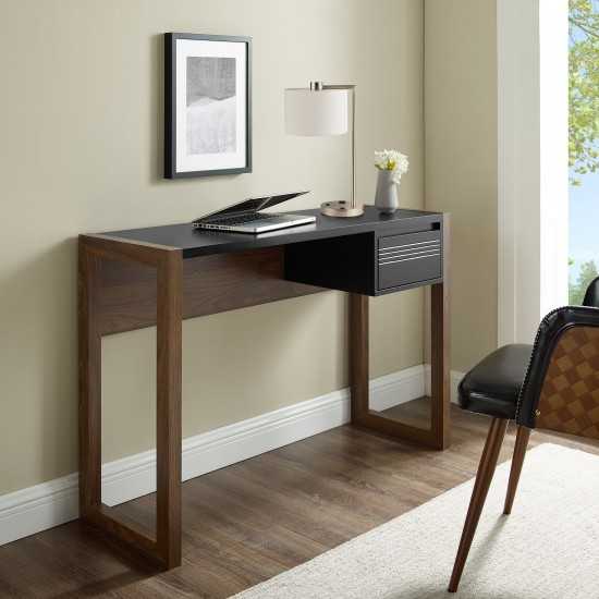 Ashton 46" Fluted Drawer Writing Desk - Dark Walnut/Solid Black