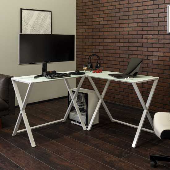 X Frame Command Center Gaming Desk Station - White