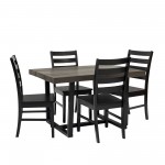 5-Piece Distressed Dining Set - Grey/Black