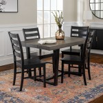 5-Piece Distressed Dining Set - Grey/Black