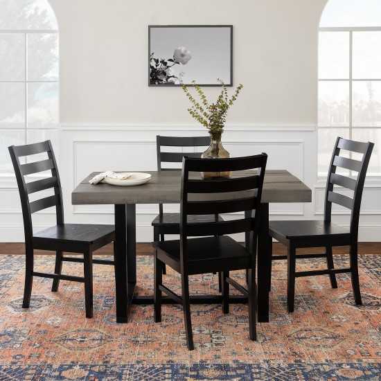 5-Piece Distressed Dining Set - Grey/Black