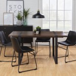 5-Piece Urban Blend with Faux Leather Dining Chairs - Dark Walnut/Black