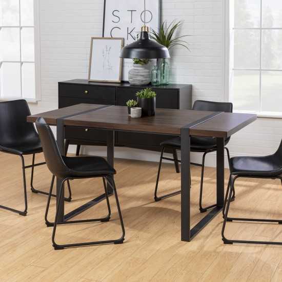 5-Piece Urban Blend with Faux Leather Dining Chairs - Dark Walnut/Black