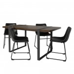 5-Piece Urban Blend with Faux Leather Dining Chairs - Dark Walnut/Black