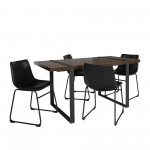 5-Piece Urban Blend with Faux Leather Dining Chairs - Dark Walnut/Black