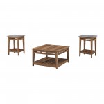 Square Coffee Table and Side Tables - Rustic Oak, Dark Concrete/Rustic Oak