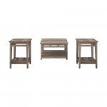 3 Piece Farmhouse Square Coffee Table and Side Tables - Grey Wash