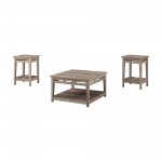 3 Piece Farmhouse Square Coffee Table and Side Tables - Grey Wash