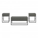 3 Piece Faux Shagreen Coffee Table and Side Tables - Grey