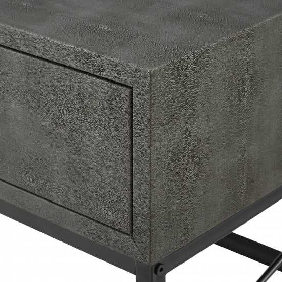 3 Piece Faux Shagreen Coffee Table and Side Tables - Grey