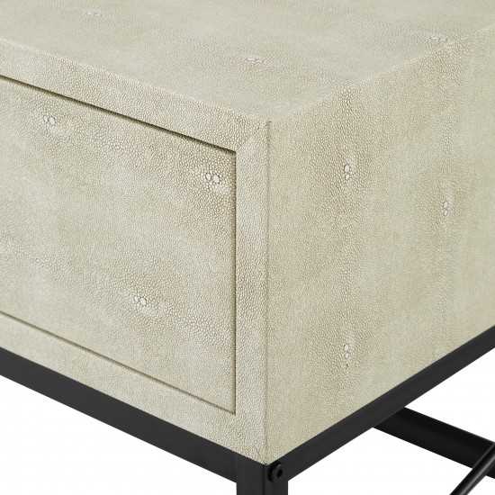 3 Piece Faux Shagreen Coffee Table and Side Tables - Off White