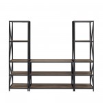 3-Piece Rustic Industrial Bookcase Set - Dark Walnut