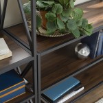 3-Piece Rustic Industrial Bookcase Set - Dark Walnut