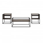 3-Piece Metal and Glass Accent Table Set - Grey Wash