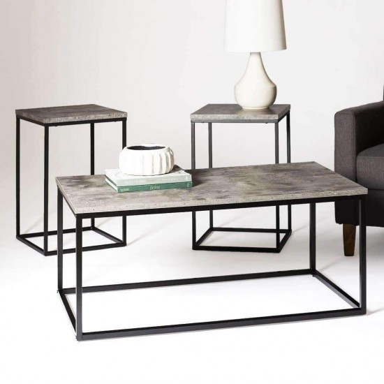 3-Piece Open Box Accent Table Set - Faux Dark Concrete