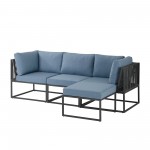 4-Piece Outdoor Cord Modular Sectional - Blue