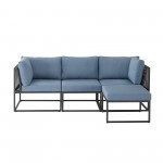 4-Piece Outdoor Cord Modular Sectional - Blue