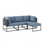 4-Piece Outdoor Cord Modular Sectional - Blue