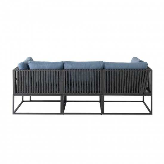 4-Piece Outdoor Cord Modular Sectional - Blue