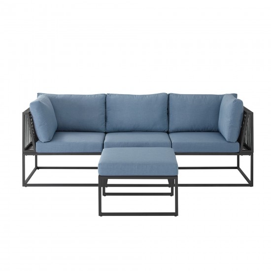 4-Piece Outdoor Cord Modular Sectional - Blue