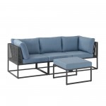 4-Piece Outdoor Cord Modular Sectional - Blue