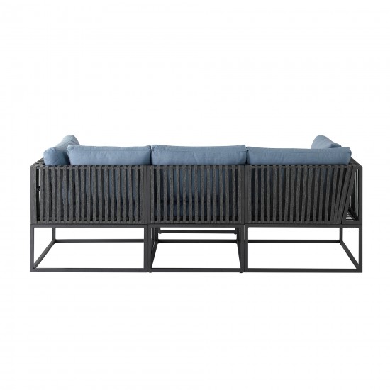 4-Piece Outdoor Cord Modular Sectional - Blue