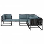 6-Piece Outdoor Cord Modular Sectional - Blue