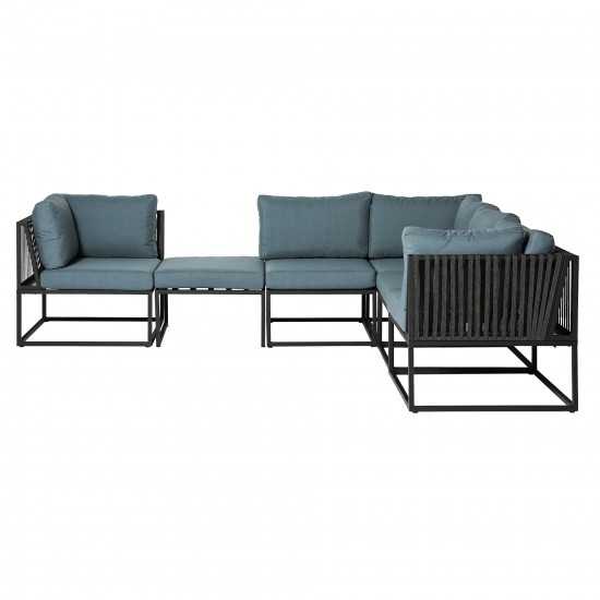 6-Piece Outdoor Cord Modular Sectional - Blue