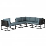 6-Piece Outdoor Cord Modular Sectional - Blue