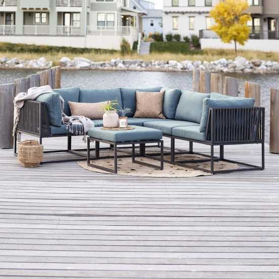 6-Piece Outdoor Cord Modular Sectional - Blue