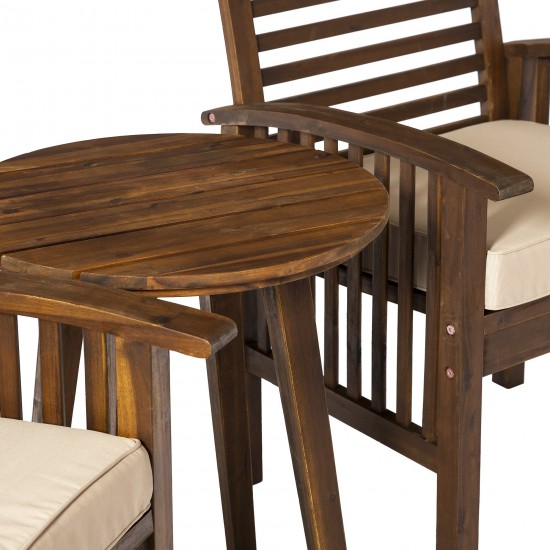 3-Piece Acacia Wood Conversation Set - Dark Brown