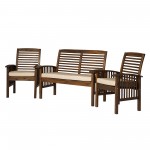 3-Piece Acacia Patio Chat Set - Dark Brown