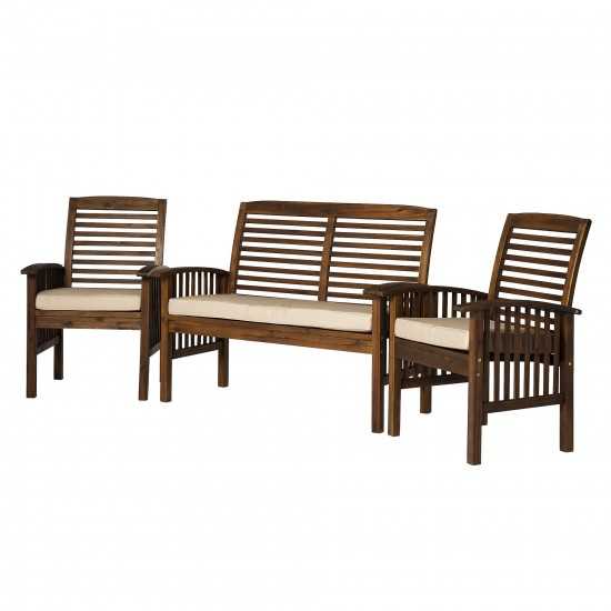 3-Piece Acacia Patio Chat Set - Dark Brown