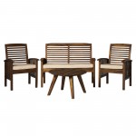 4-Piece Acacia Wood Conversation Set - Dark Brown