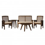5-Piece Acacia Wood Conversation Set - Dark Brown