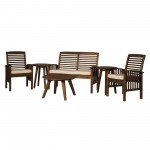 6-Piece Acacia Wood Conversation Set - Dark Brown