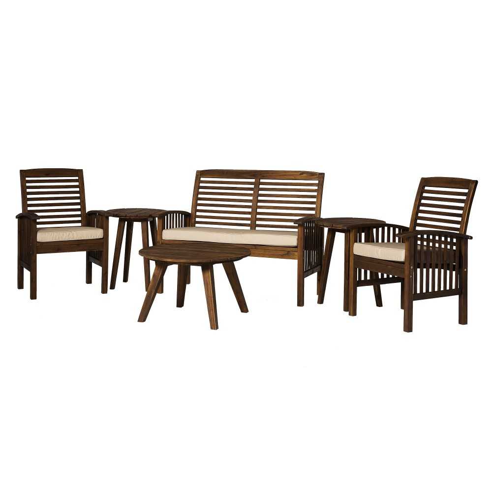 6-Piece Acacia Wood Conversation Set - Dark Brown