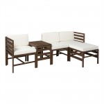 5-Piece Modular Acacia - 3 seat, Ottoman, and Side Table - Dark Brown